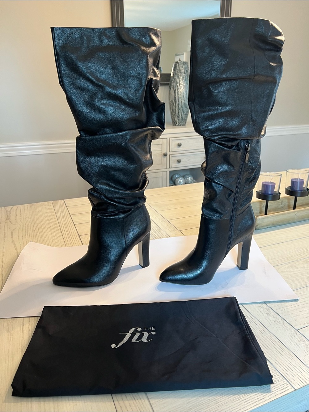 The Fix Black Over-the-Knee Slouchy High Heel Boots